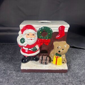 Vintage Ceramic Santa Claus Teddy Bear Chimney Lamp Night Light Interpur